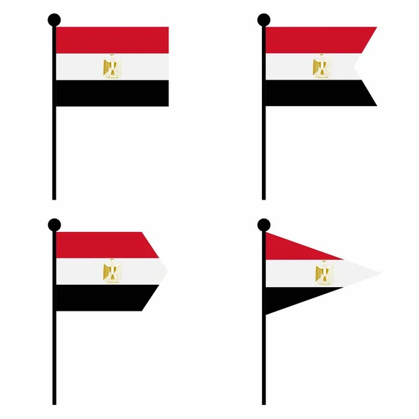Egypte Zwaaien Vlag Pictogram Ingesteld Vormen Versies Verzameling Van Vlaggenmast — Stockvector