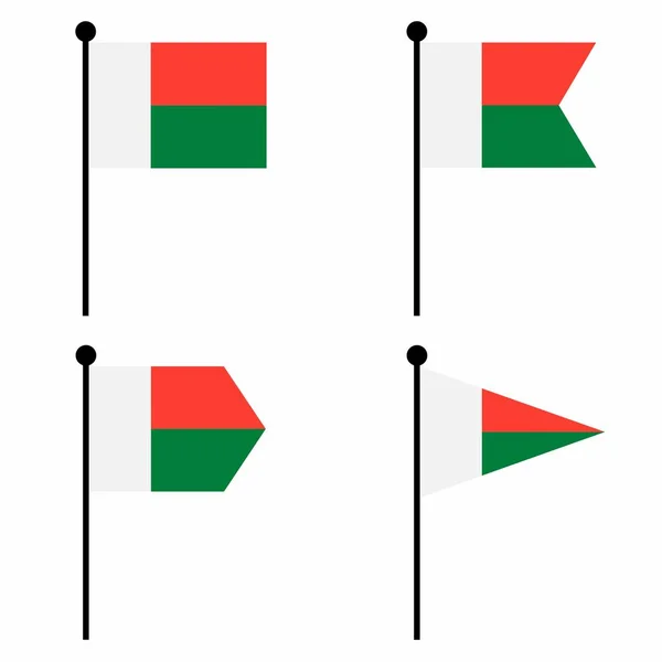 Madagaskar Zwaaiende Vlag Pictogram Vormen Verzameling Van Vlaggenmast Teken Voor — Stockvector