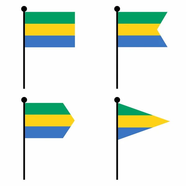 Ikona Flagi Gabon Wersjach Kształtowych Kolekcja Flagowego Znaku Tożsamości Godła — Wektor stockowy