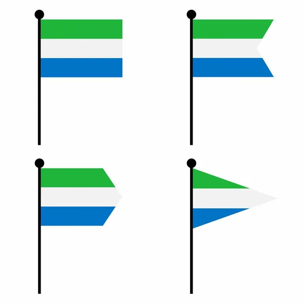 Значок Сьерра Леоне Размахивает Флагом Вариантах Формы Коллекция Флагштока Идентификации — стоковый вектор