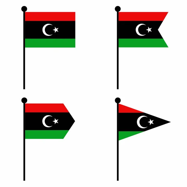 Líbia Lengő Zászló Ikon Készlet Alakja Változatban Identitás Jelkép Infografika — Stock Vector