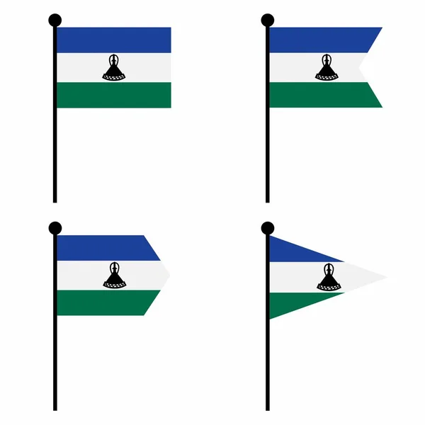 Icône Drapeau Lesotho Formes Collection Signes Mât Pour Identité Emblème — Image vectorielle