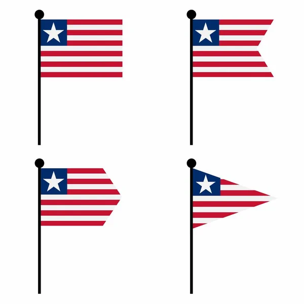 Liberia Schwenkt Flagge Symbol Versionen Sammlung Von Fahnenmasten Für Identität — Stockvektor
