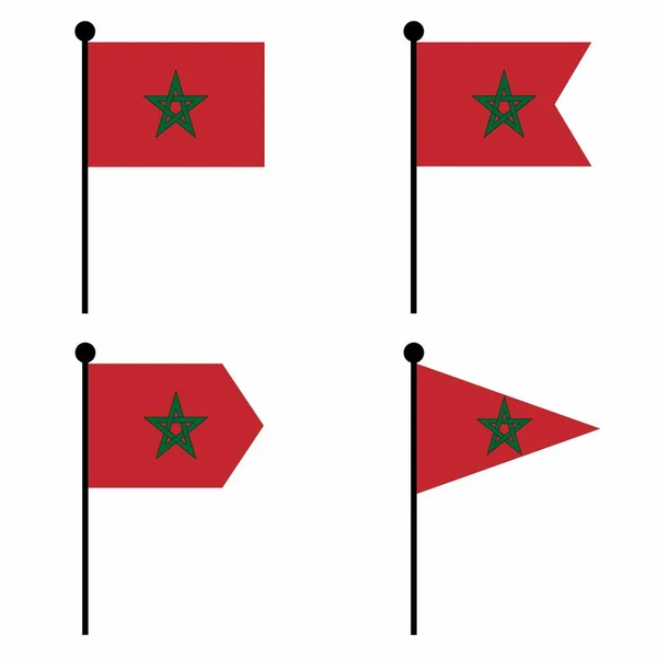 Marokko Zwaaien Vlag Pictogram Vormen Verzameling Van Vlaggenmast Teken Voor — Stockvector