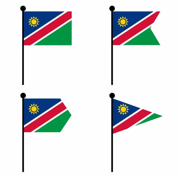 Ícone Bandeira Acenando Namíbia Definido Versões Forma Coleção Sinal Mastro —  Vetores de Stock