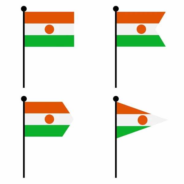 Ícone Bandeira Acenando Níger Definido Versões Forma Coleção Sinal Mastro —  Vetores de Stock