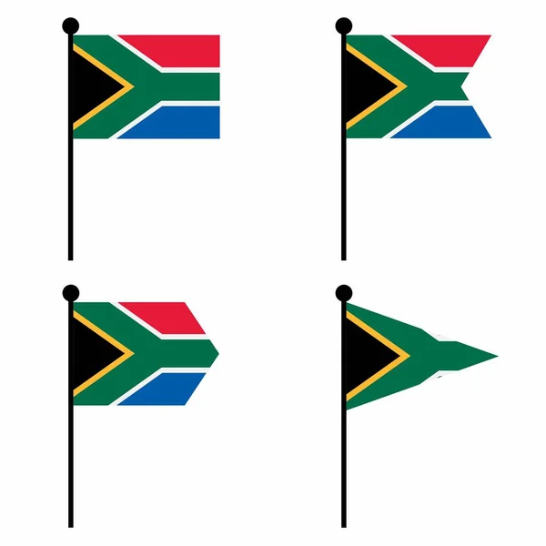 Icône Drapeau Afrique Sud Agitant Mis Versions Forme Collection Signes — Image vectorielle