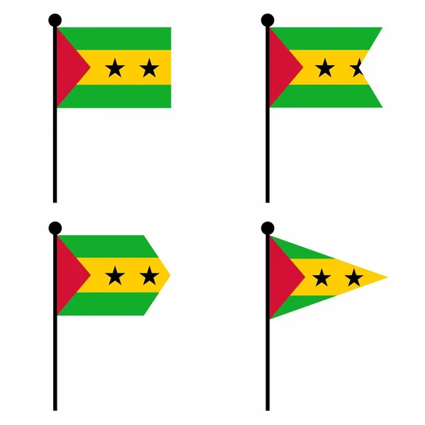 Sao Tome Principe Waving Flag Icon Set Shape Versions Collection — Stock Vector