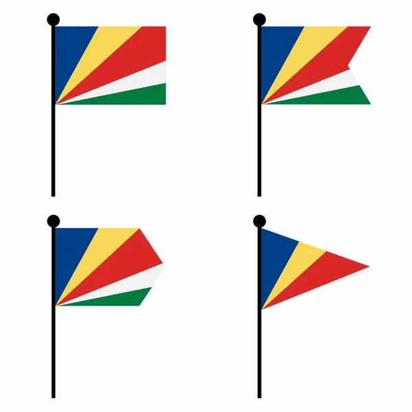 Сейшельські Острови Розмахують Іконою Прапора Встановленою Формах Збірка Знаків Флагштока — стоковий вектор