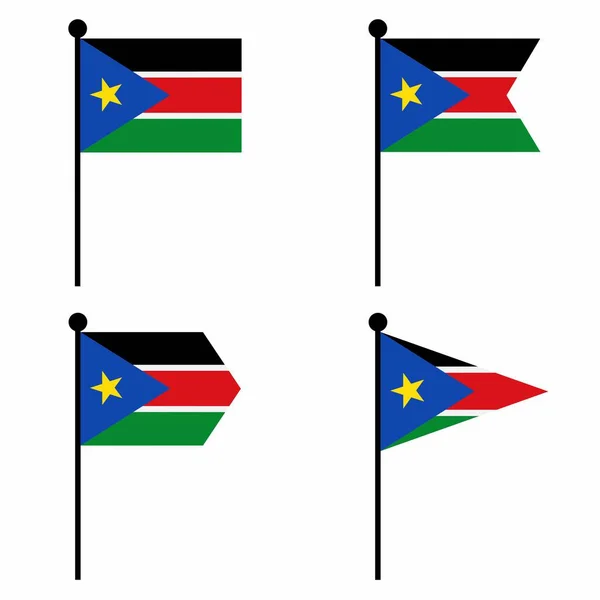 Ікона Прапора Південного Судану Встановлена Варіантах Збірка Знаків Флагштока Ідентифікації — стоковий вектор