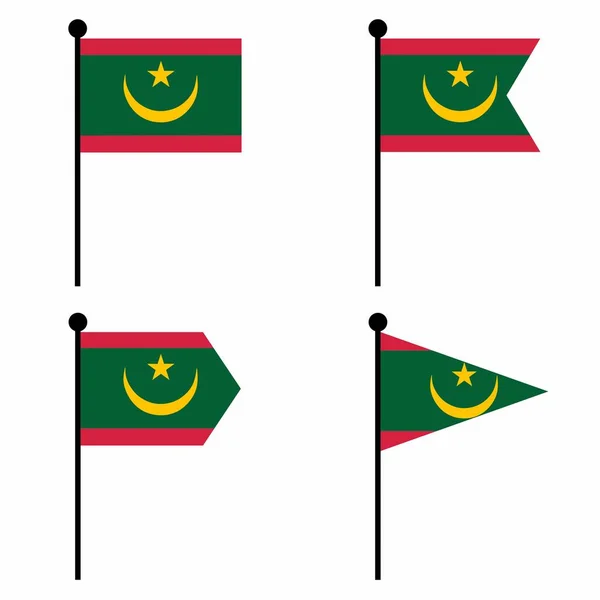 Mauritánia Lengő Zászló Ikon Készlet Alakja Változatban Identitás Jelkép Infografika — Stock Vector