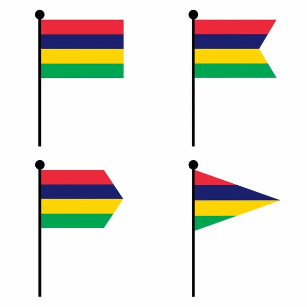 Ікона Прапора Маврикію Встановлена Форматних Версіях Збірка Знаків Флагштока Ідентифікації — стоковий вектор