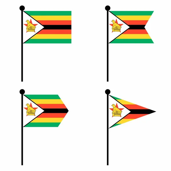 Icône Drapeau Zimbabwe Versions Forme Collection Signes Mât Pour Identité — Image vectorielle