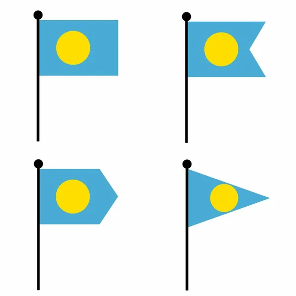 Значок Палау Размахивает Флагом Установленный Вариантах Формы Коллекция Флагштока Идентификации — стоковый вектор