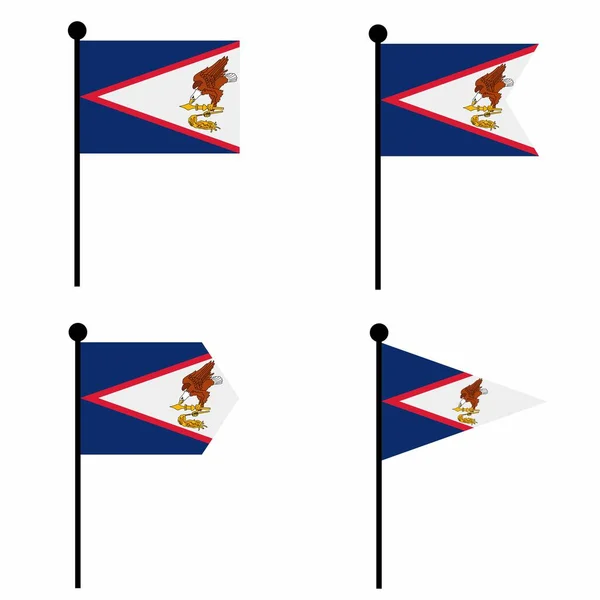 Amerikaans Samoa Zwaaiend Vlag Pictogram Vormen Verzameling Van Vlaggenmast Teken — Stockvector