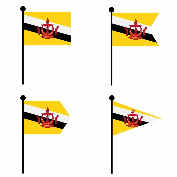 Icône Drapeau Brunei Agitant Ensemble Dans Versions Forme Collection Signes — Image vectorielle