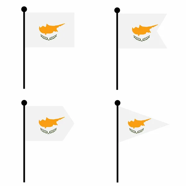 Cyprus Zwaaien Vlag Pictogram Vormen Verzameling Van Vlaggenmast Teken Voor — Stockvector