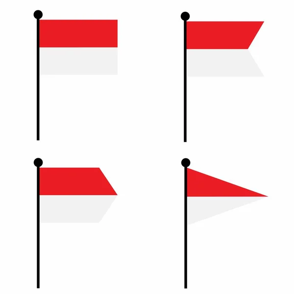 Ícone Bandeira Acenando Indonésia Definido Versões Forma Coleção Sinal Mastro — Vetor de Stock
