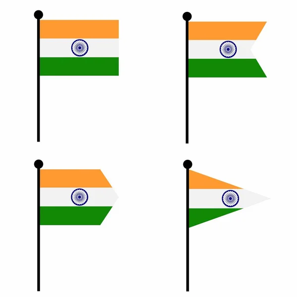 India Ondeando Icono Bandera Versiones Forma Colección Signo Asta Bandera — Vector de stock
