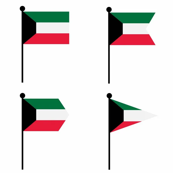 Kuwait Viftar Flagga Ikon Som Format Versioner Insamling Flaggstångstecken För — Stock vektor