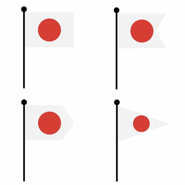 Japan Schwenkt Flaggen Symbol Formversionen Sammlung Von Fahnenmasten Für Identität — Stockvektor