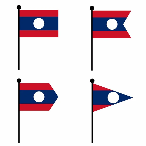 Laos Viftande Flagga Ikon Som Format Versioner Insamling Flaggstångstecken För — Stock vektor