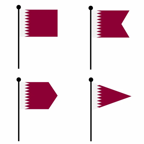 Qatar Ondeando Icono Bandera Versiones Forma Colección Signo Asta Bandera — Vector de stock