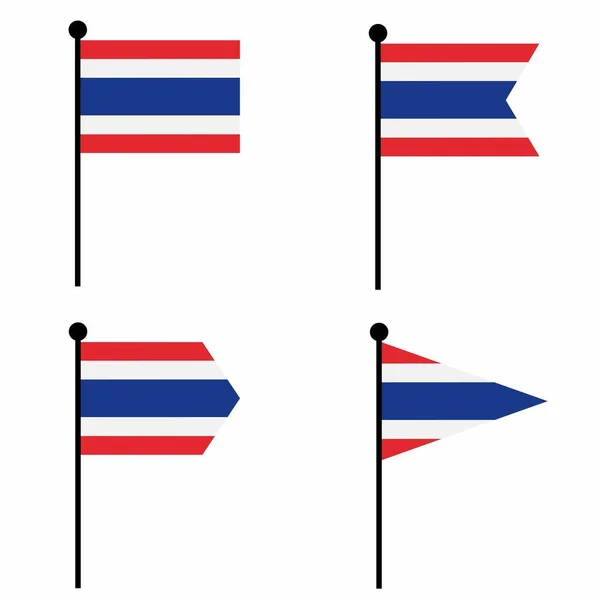Tajlandia Machając Flagą Zestaw Ikon Wersjach Kształtowych Kolekcja Flagowego Znaku — Wektor stockowy