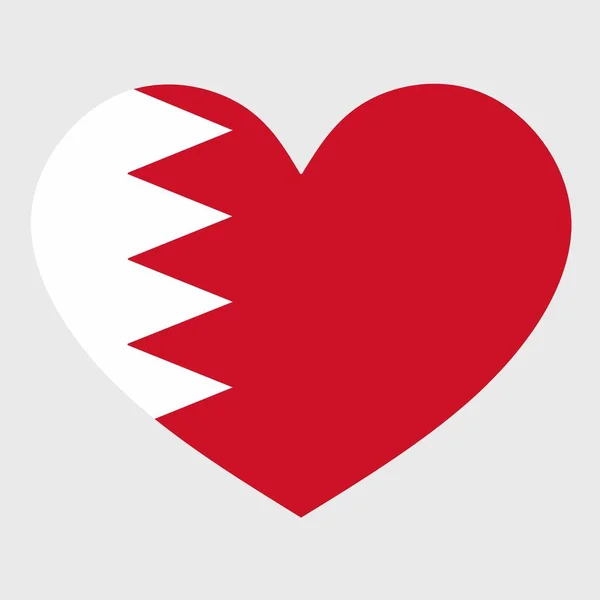 Ilustracja Wektorowa Flagi Bahrajnu Odizolowanym Sercem Równym Tle — Wektor stockowy