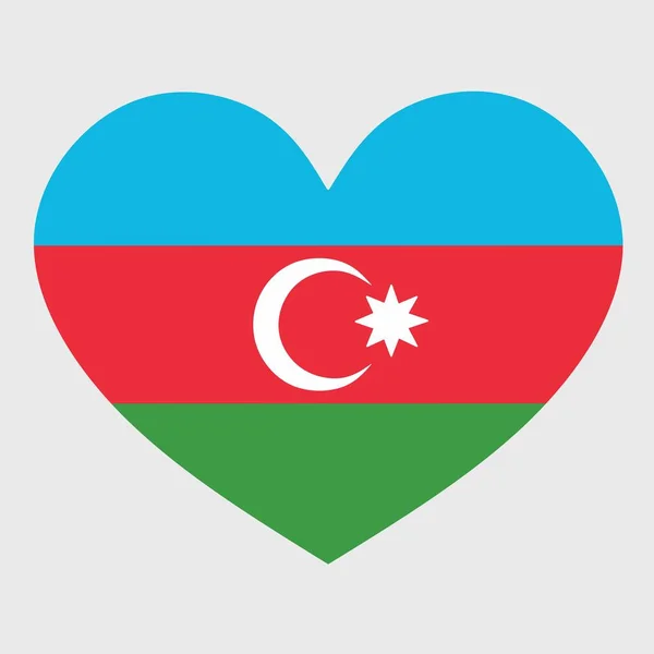 Sade Arka Planda Izole Edilmiş Bir Kalbe Sahip Azerbaycan Bayrağının — Stok Vektör