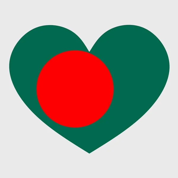 Vector Illustration Bangladesh Flag Heart Shaped Isolated Plain Background — Stock Vector