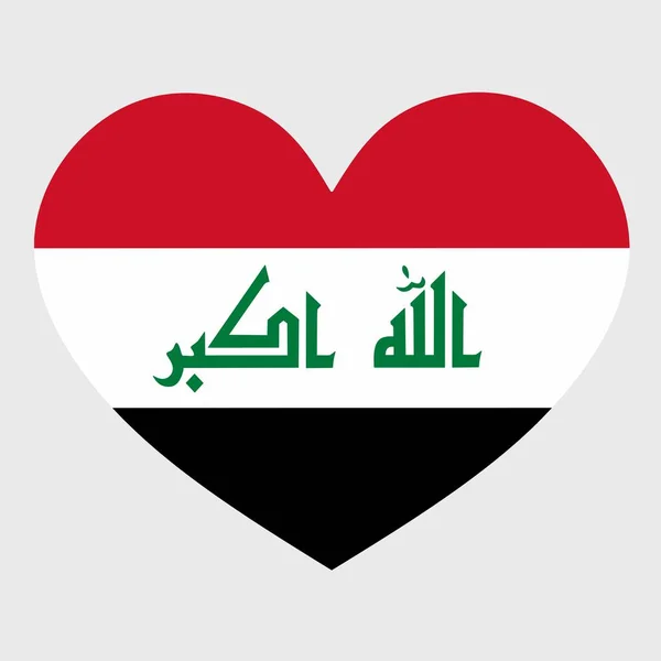 Vector Illustration Iraq Flag Heart Shaped Isolated Plain Background — Stock Vector