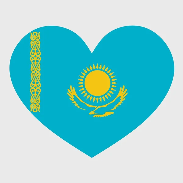Ilustración Vectorial Bandera Kazajstán Con Corazón Aislado Sobre Fondo Liso — Archivo Imágenes Vectoriales