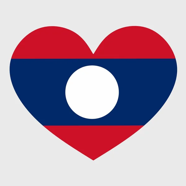 Vektor Illustration Laos Flagga Med Ett Hjärta Formad Isolerad Slät — Stock vektor