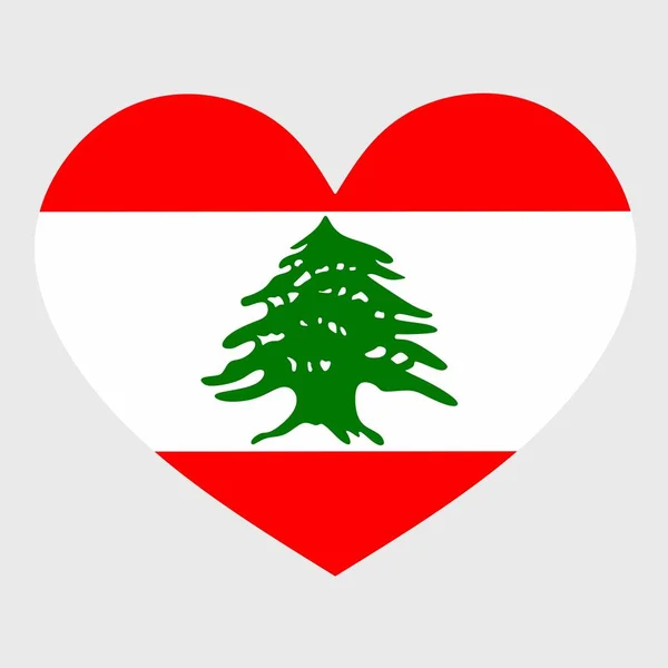 Vector Illustratie Van Libanon Vlag Met Een Hartvormig Geïsoleerd Een — Stockvector
