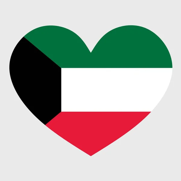 Ilustración Vectorial Bandera Kuwait Con Corazón Aislado Sobre Fondo Liso — Archivo Imágenes Vectoriales