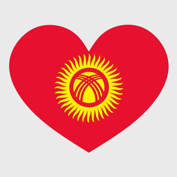 Kırgızistan Bayrağının Arka Planda Izole Edilmiş Bir Kalp Şeklinde Vektör — Stok Vektör