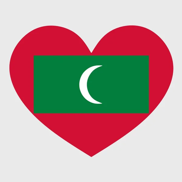 Vector Illustration Maldives Flag Heart Shaped Isolated Plain Background — Stock Vector