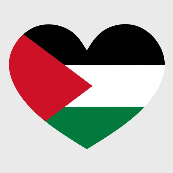 Ilustração Vetorial Bandeira Palestina Com Coração Forma Isolada Fundo Liso — Vetor de Stock