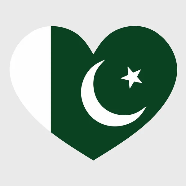 Ilustracja Wektorowa Flagi Pakistanu Odizolowanym Sercem Równym Tle — Wektor stockowy