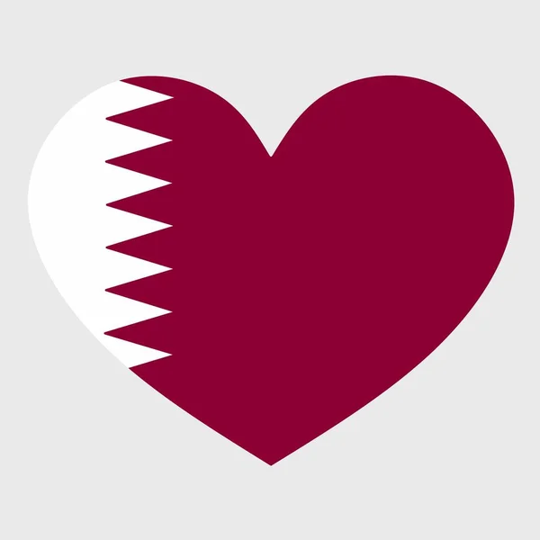 Vector Illustratie Van Qatar Vlag Met Een Hartvormige Geïsoleerde Een — Stockvector
