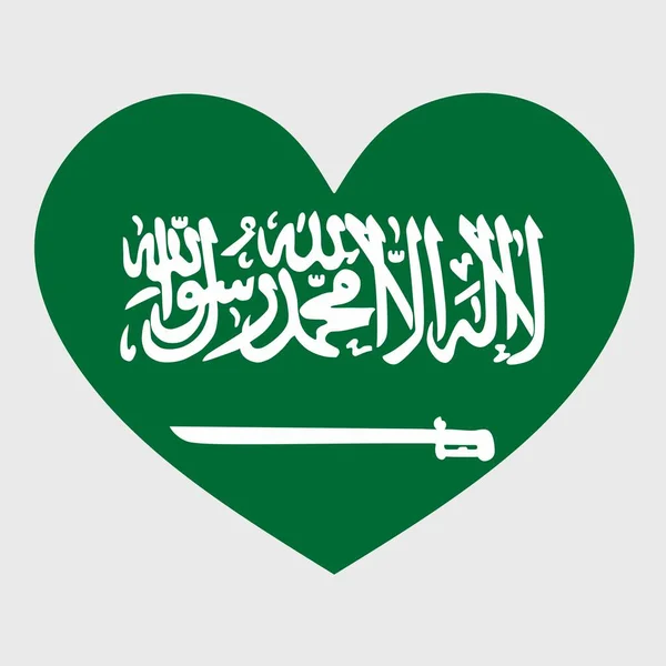 Ilustración Vectorial Bandera Arabia Saudita Con Corazón Aislado Sobre Fondo — Archivo Imágenes Vectoriales