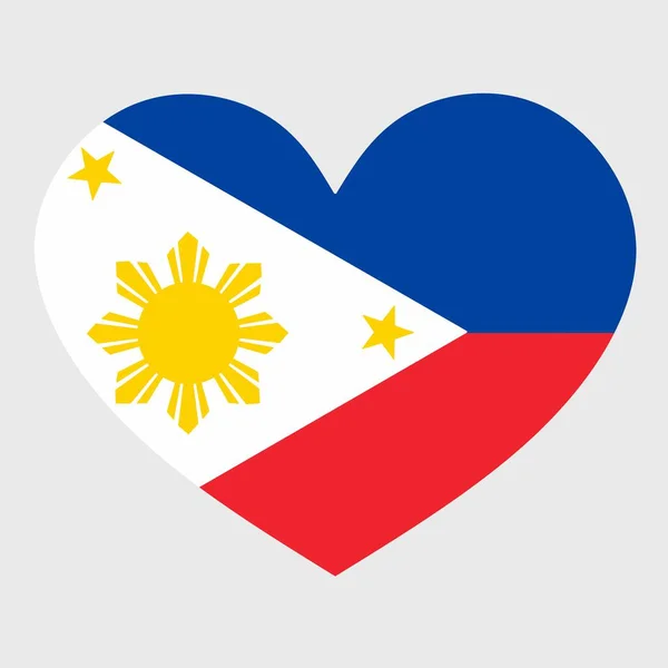 Illustrazione Vettoriale Della Bandiera Delle Filippine Con Cuore Forma Isolato — Vettoriale Stock