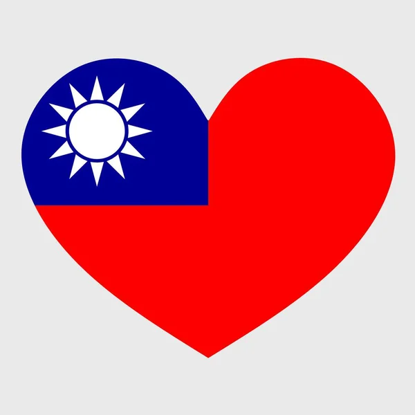 Vector Illustration Taiwan Flag Heart Shaped Isolated Plain Background — Stock Vector