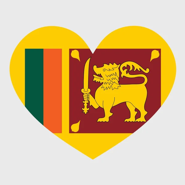 Vector Illustration Sri Lanka Flag Heart Shaped Isolated Plain Background — Stock Vector