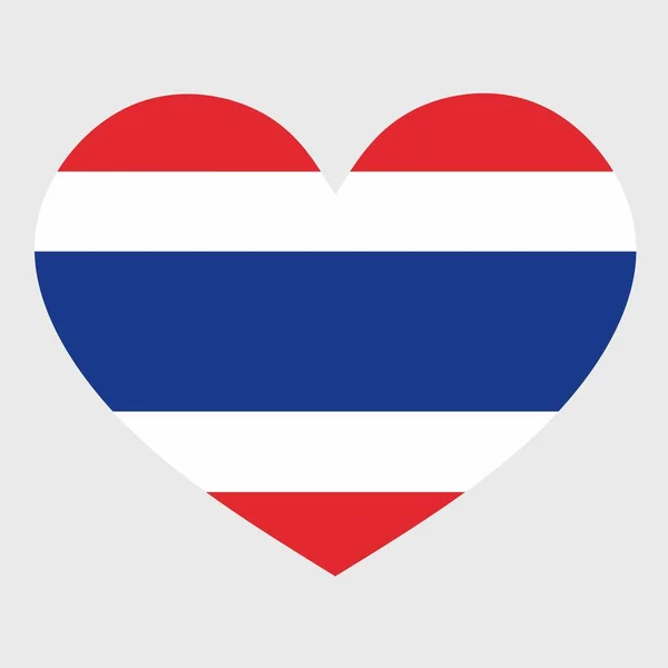Vektor Illustration Thailand Flagga Med Ett Hjärta Formad Isolerad Slät — Stock vektor