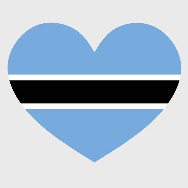 Sade Arka Planda Izole Edilmiş Kalp Şeklinde Botswana Bayrağının Vektör — Stok Vektör