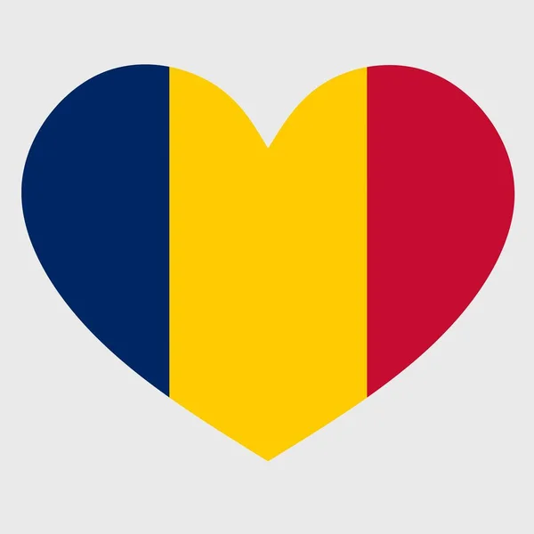 Vektor Illustration Tchad Flagga Med Ett Hjärta Formad Isolerad Vanlig — Stock vektor