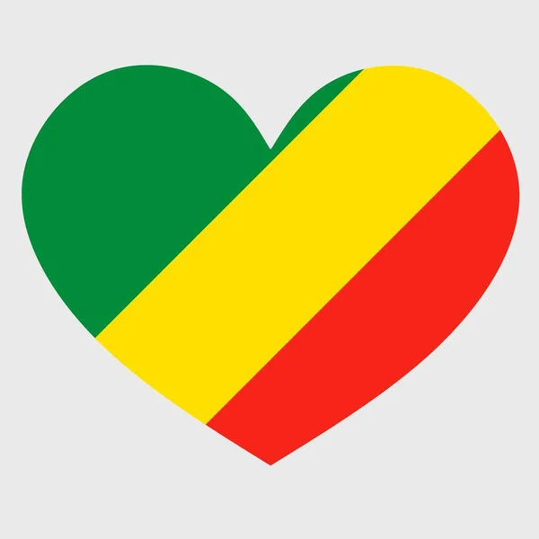 Векторна Ілюстрація Прапора Республіки Конго Серцеподібною Формою Ізольованою Простому Тлі — стоковий вектор