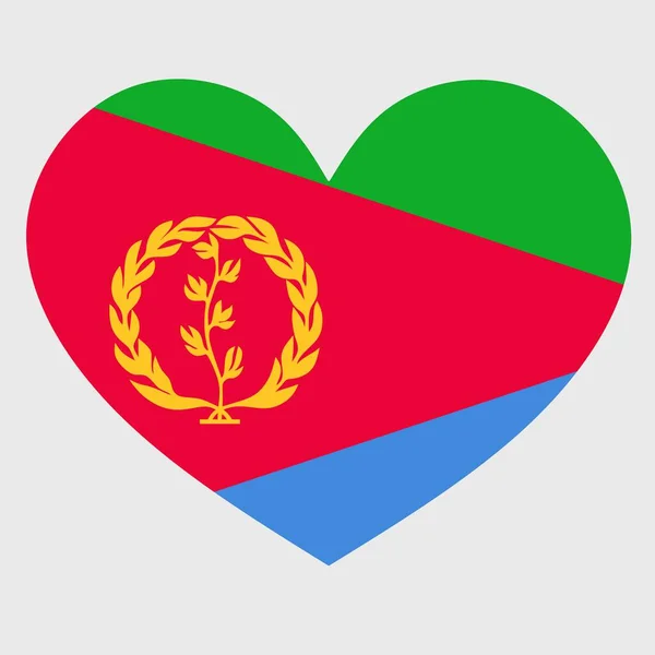 Ilustración Vectorial Bandera Eritrea Con Corazón Aislado Sobre Fondo Liso — Archivo Imágenes Vectoriales